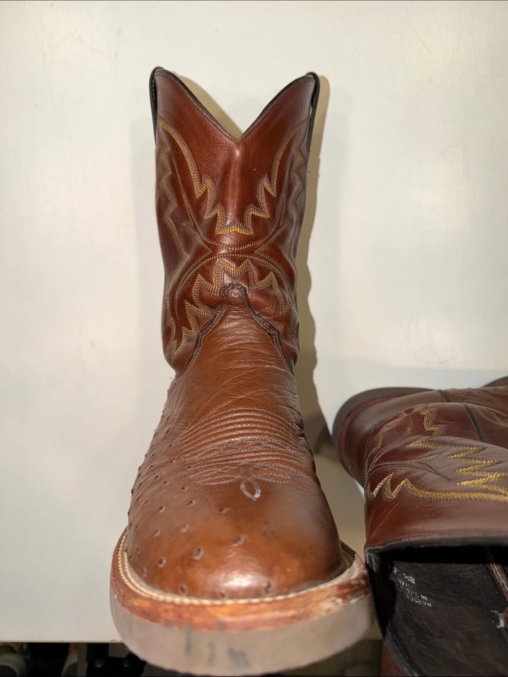 Justin Boots Brown Ostrich  Western Cowboy Boots